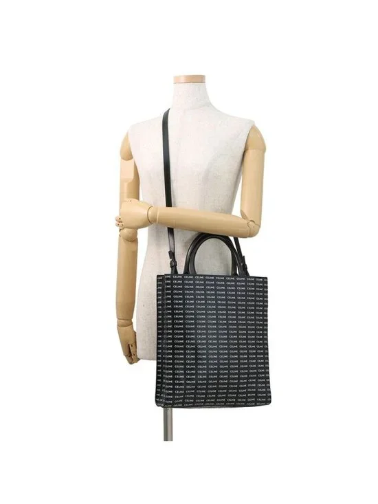 Celine Tote Small Vertical Cabas Logo All Over Pattern 2-Way Black - Picture 5 of 10